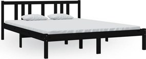 vidaXL King Size fekete tömör fa ágykeret 150 x 200 cm