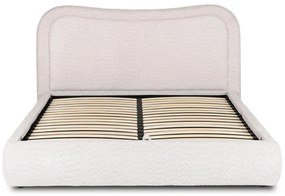 Szürke Bouclé Franciaágy Ágyneműtartóval. 160x200 HAGA