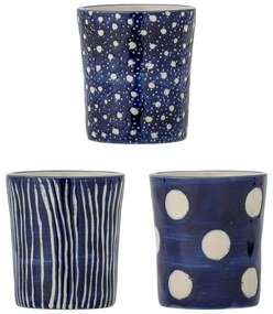 Sötétkék kőedény eszpresszó csésze szett 3 db-os 190 ml Minoa – Bloomingville