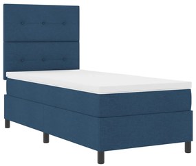 Box Spring Ágy Matraccal Kék Egyszemélyes Szövet