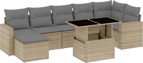 vidaXL 8 részes bézs polyrattan kerti ülőgarnitúra párnával