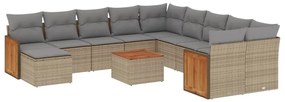 12 részes bézs polyrattan kerti ülőgarnitúra párnákkal
