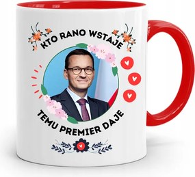 Piros Politikus Bögre Mateusz Morawiecki Miniszterelnök fényképes nyomtatással