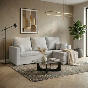 MADRIT ággyá alakítható sarokkanapé Ezüst/fehér