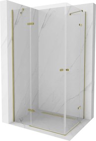 Mexen Roma Duo, zuhanykabin 100 (ajtó) x 90 (ajtó) cm, 6mm átlátszó üveg, arany profil, 854-100-090-50-00-02