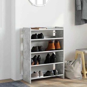 betonszürke szerelt fa cipőtartó 60x25x81 cm