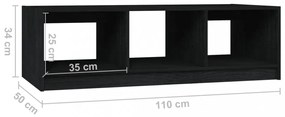fekete tömör fenyőfa dohányzóasztal 110 x 50 x 34 cm