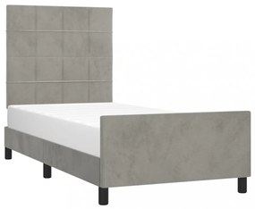világosszürke bársony ágykeret matrac nélkül 90x200 cm