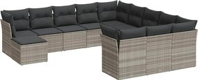 vidaXL 12 részes világosszürke polyrattan kerti ülőgarnitúra párnával