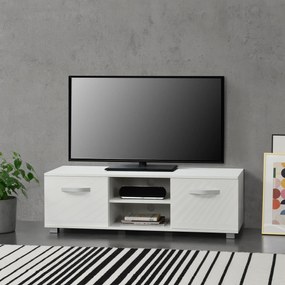 [en.casa] TV-állvány 120 x 40 x 38 cm TV-szekrény polccal tévéasztal ajtóval forgácslap fehér