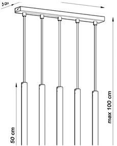 Fideus fekete függőlámpa, hosszúság 45 cm - Sollux