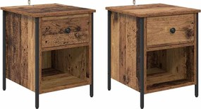 vidaXL Éjjeliszekrény fiókkal 2 pcs Öreg fa 40 x 42 x 50 cm Faanyag