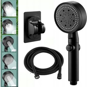 Zuhanyszett Fekete Zuhanyfej Zuhany Tömlő Tartó 5 Funkció