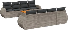 vidaXL 9 részes szürke polyrattan kerti ülőgarnitúra párnákkal