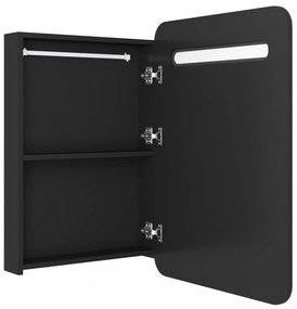 fekete LED-es tükrös fürdőszobaszekrény 60 x 11 x 80 cm
