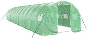 zöld acélvázas melegház 36 m² 12 x 3 x 2 m