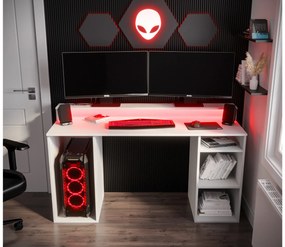 Sarok Gamer PC asztal Garrick 1 (fehér) (LED RGB világítással). 1064133