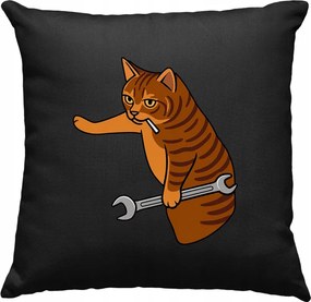 Macska párna szerelő humor fekete