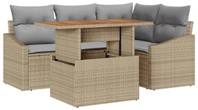 vidaXL Kerti Kanapé Szett tárolóval 5 pcs Bézs Poli rattan