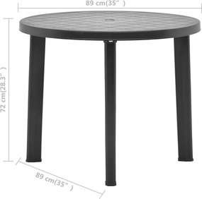 Antracitszürke műanyag kerti asztal 89 cm