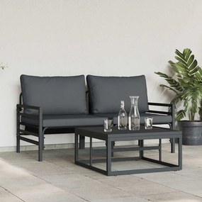 Kerti Kanapé Szett 3 pcs Antracitszürke Acél