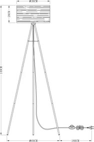 Globo 15342S Állólámpa fém fekete, műanyag fekete, arany színű, lábpedálos kapcsoló a kábelen, ø: 690mm, M: 1530mm, kábel hossza 1800mm, 1x E27 40W 230V izzó nélkül