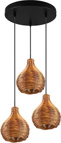 Reality - SPROUT kábeles függőlámpa 3xE14/40W/230V barna/rattan