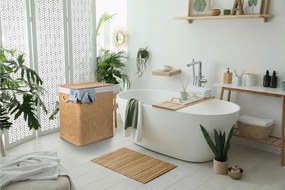 G21-es 150 literes szennyeskosár elválasztókkal, rattan utánzat, fehér betéttel