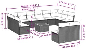 13 részes bézs polyrattan kerti ülőgarnitúra párnákkal