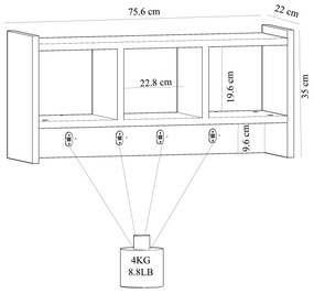 Polc Dekube 2 (zafír tölgy)  . 1096002