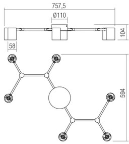 Redo 01-4048 - Spotlámpa WEBB 6xGU10/10W/230V fekete