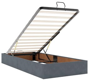 Ottomán ágykeret matracokkal sötét szürke 90x200cm bársony