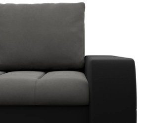 Toronto sarokkanapé, 2 ágyneműtartóval, bársony + műbőr, baloldali, szürke - fekete