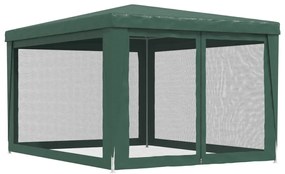 zöld HDPE rendezvénysátor 4 hálós oldalfallal 3x4 m