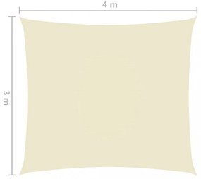 krémszínű téglalap alakú oxford-szövet napvitorla 3 x 4 m