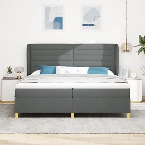Boxspring Ágy Matrac Esernyő Szürke 200x200 cm Szövet