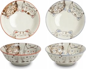 2 db-os japán ramen tál szett rózsaszín és kék, cicák 19,5 x 7 cm