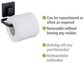 Fekete öntapadós rozsdamentes acél WC-papír tartó Quadro – Wenko