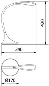 Lámpa Asztali HALLEY 8 W, 500 lm, AC220-240V, 4000K, 3-srep dimming ,PF>0,5, Ra>80, fekete