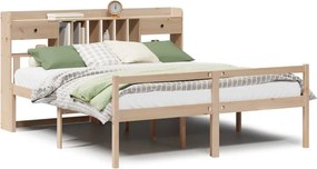 vidaXL tömör fenyőfa könyvespolcos ágy matrac nélkül 180 x 200 cm