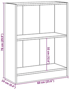betonszürke szerelt fa könyvespolc 60 x 24 x 76 cm