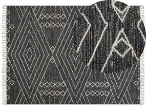 Fekete és fehér pamutszőnyeg 160 x 230 cm KHENIFRA Beliani