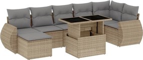 vidaXL 8 részes bézs polyrattan kerti ülőgarnitúra párnával