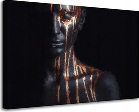 Vászonkép Fekete Nő Barna Csíkos Művészet 90x60 cm