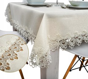 Abrosz asztalra Gipszkarton csipkével 130x180 Ecru foltálló téglalap