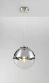 Globo 15853 Függeszték, nikkel matt, üveg átlátszó,króm, ø: 300, Foglalat típusa:1xE27 60W 230V