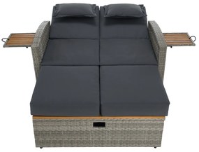Kerti rattan kanapé MALORY, szürke/ természetes