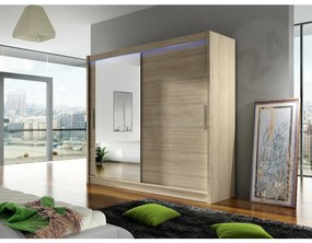 Ruhásszekrény Lena VI (szonoma tölgy) (RGB LED világítás színes). 1058787