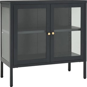 vidaXL antracitszürke acél és üveg tálalószekrény 70 x 35 x 70 cm