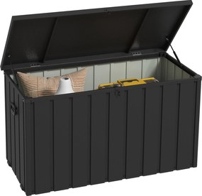 Outsunny Kerti Tároló Doboz 450L Űrtartalommal Fém, Gázrugóval, Kerekekkel és Fogantyúval - méret: 125,5L x 61,5W x 70H cm | Aosom